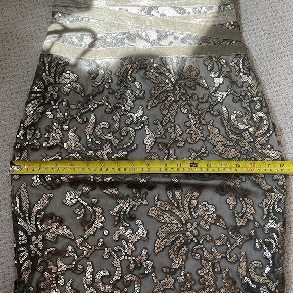 Tadashi Shoji Pailette Sheath Dress Smoke Pearl Size 4 - Picture 9 of 10